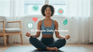 Person practicing 10-minute daily mental health routine for building emotional resilience in calm indoor setting