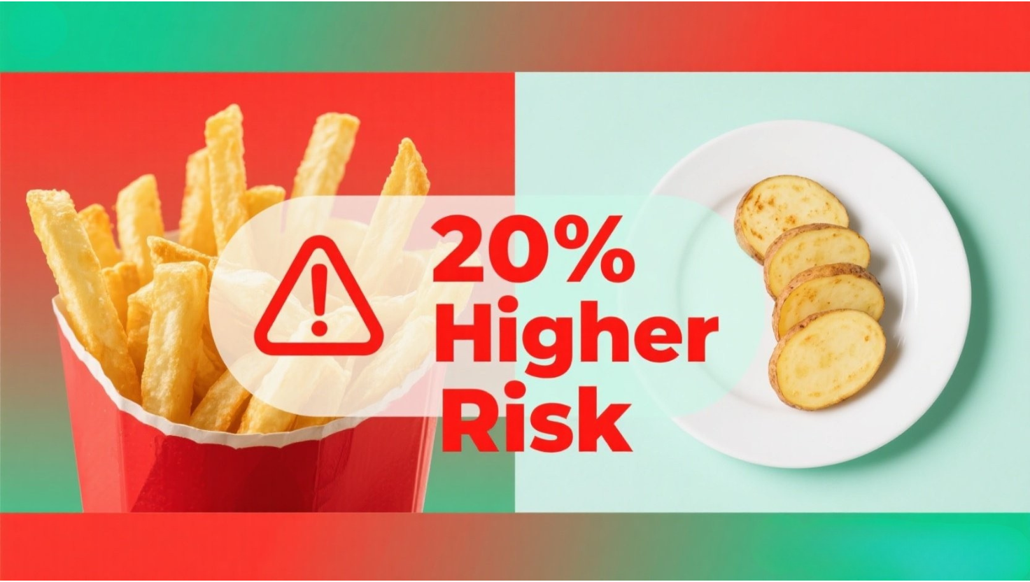 Harvard study shows french fries increase diabetes risk by 20 percent compared to baked potatoes - health comparison thumbnail