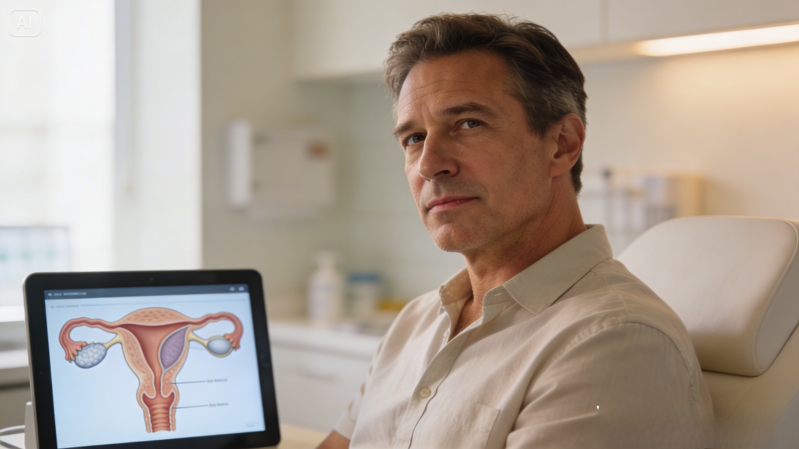 Middle-aged man discussing prostate cancer prevention with doctor